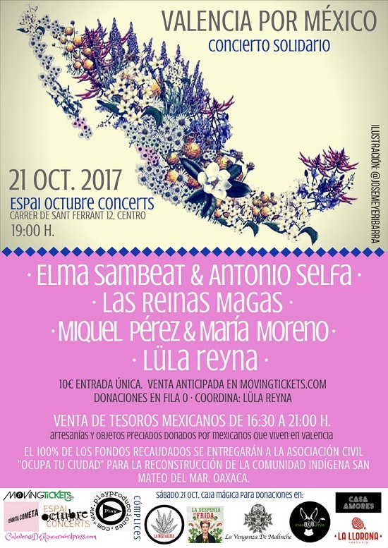 Cartel del concierto solidario Valencia por México