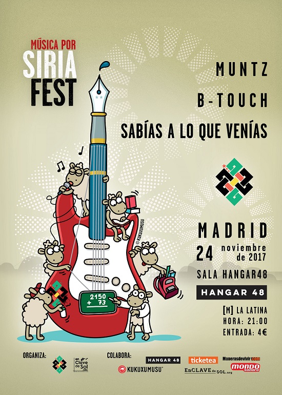Cartel del Música por Siria Fest en Madrid